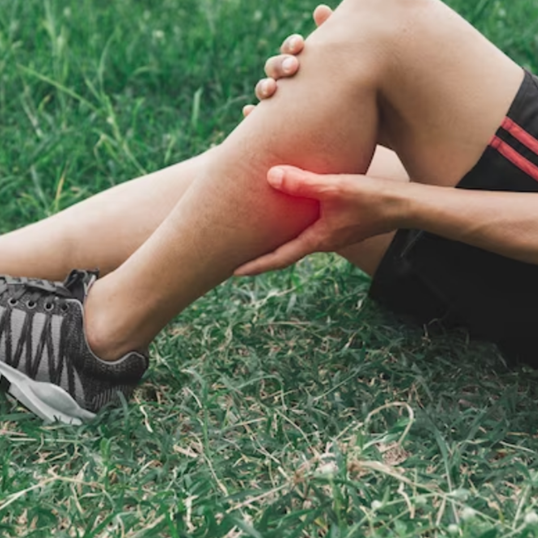 athlete man holding his leg due to pain