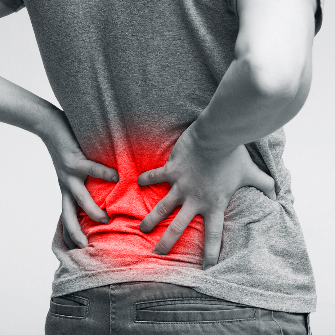 man suffer back pain, gray scaled image